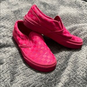 Vans Pink Checkered Canvas Slip-On Sneakers Girls Size 2